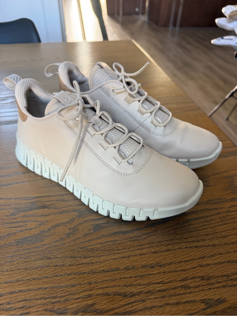 Ecco Women's Sneakers in Light Beige with White Sole